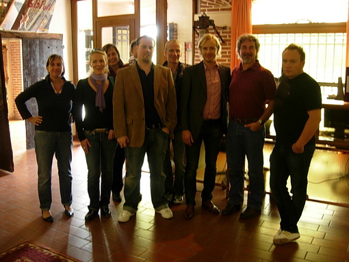 Poli-Barbara, Cristina and Jacopo with Jussi, Timo, Jurki, Markku and Anu